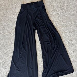 Black high waisted wide leg trouser pant NWT